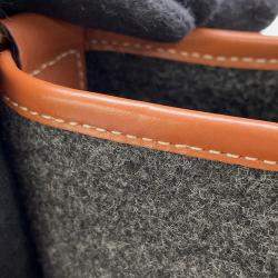 Pre Owned Celine Celine Logo Bucket Shoulder Bag Dark Gray/Brown Felt Leather Size Small