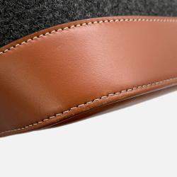 Pre Owned Celine Celine Logo Bucket Shoulder Bag Dark Gray/Brown Felt Leather Size Small