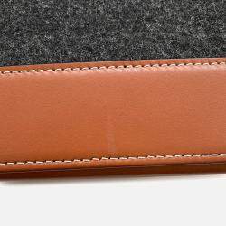 Pre Owned Celine Celine Logo Bucket Shoulder Bag Dark Gray/Brown Felt Leather Size Small