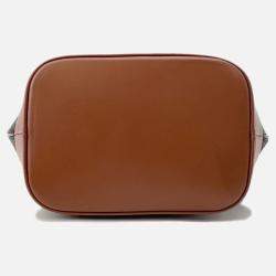 Pre Owned Celine Celine Logo Bucket Shoulder Bag Dark Gray/Brown Felt Leather Size Small