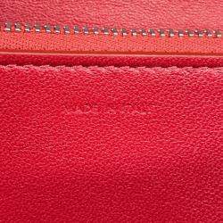 Pre Owned Celine Classic Box Shoulder Bag Red Leather Size Medium