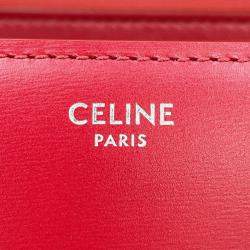 Pre Owned Celine Classic Box Shoulder Bag Red Leather Size Medium