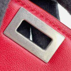 Pre Owned Celine Classic Box Shoulder Bag Red Leather Size Medium