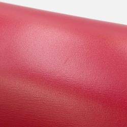 Pre Owned Celine Classic Box Shoulder Bag Red Leather Size Medium