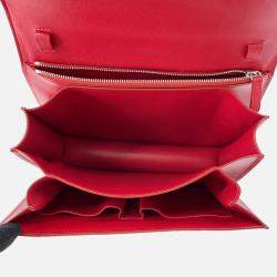 Pre Owned Celine Classic Box Shoulder Bag Red Leather Size Medium