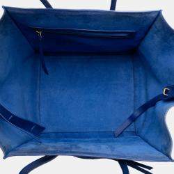 Pre Owned Celine Blue Medium Grained Calfskin Phantom Luggage Tote