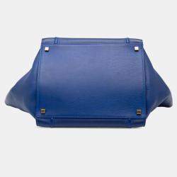 Pre Owned Celine Blue Medium Grained Calfskin Phantom Luggage Tote