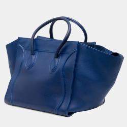 Pre Owned Celine Blue Medium Grained Calfskin Phantom Luggage Tote