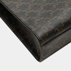 Pre Owned Celine Brown Small Triomphe Coated Canvas Vertical Cabas Tote