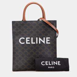 Pre Owned Celine Brown Small Triomphe Coated Canvas Vertical Cabas Tote
