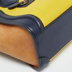 Pre Owned Celine Tricolor Leather Nano Luggage Tote