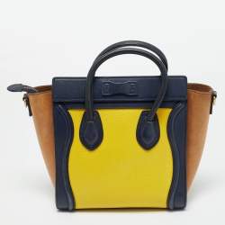 Pre Owned Celine Tricolor Leather Nano Luggage Tote