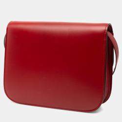 Pre Owned Celine Red Medium Calfskin Classic Box