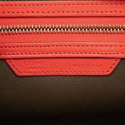 Pre Owned Celine Brown Red Micro Bicolor Calfskin Luggage Tote