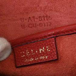 Pre Owned Celine Red Leather Nano Luggage Tote Handbag