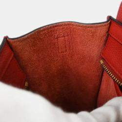 Pre Owned Celine Red Leather Nano Luggage Tote Handbag