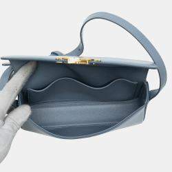 Pre Owned Celine Blue Shiny Calfskin Triomphe Claude Shoulder Bag
