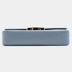 Pre Owned Celine Blue Shiny Calfskin Triomphe Claude Shoulder Bag