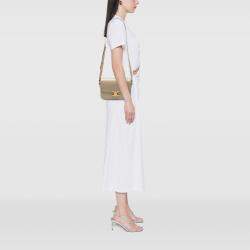 Pre Owned Celine Beige Classique Shiny Calfskin Triomphe Crossbody