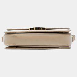 Pre Owned Celine Beige Classique Shiny Calfskin Triomphe Crossbody