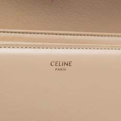 Pre Owned Celine Beige Classique Shiny Calfskin Triomphe Crossbody