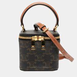 Pre Owned Celine Brown Mini Triomphe Coated Canvas Vanity Case