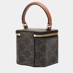 Pre Owned Celine Brown Mini Triomphe Coated Canvas Vanity Case