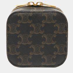 Pre Owned Celine Brown Mini Triomphe Coated Canvas Vanity Case