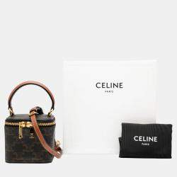 Pre Owned Celine Brown Mini Triomphe Coated Canvas Vanity Case