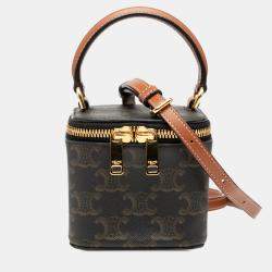 Pre Owned Celine Brown Mini Triomphe Coated Canvas Vanity Case