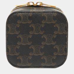 Pre Owned Celine Brown Mini Triomphe Coated Canvas Vanity Case