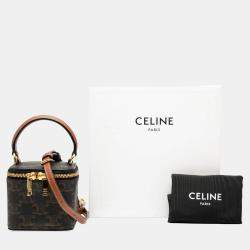 Pre Owned Celine Brown Mini Triomphe Coated Canvas Vanity Case