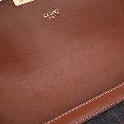 Pre Owned Celine Brown Teen Triomphe Coated Canvas and Calfskin Triomphe Crossbody