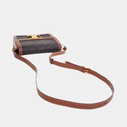 Pre Owned Celine Brown Teen Triomphe Coated Canvas and Calfskin Triomphe Crossbody