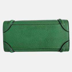 Pre Owned Celine Nano Luggage Green Leather Tote Bag