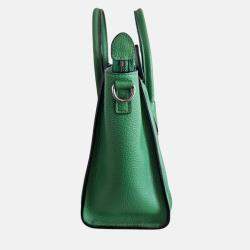 Pre Owned Celine Nano Luggage Green Leather Tote Bag