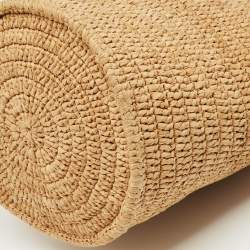 Pre Owned Celine Brown/Cream Raffia and Leather Crecy Bucket Bag
