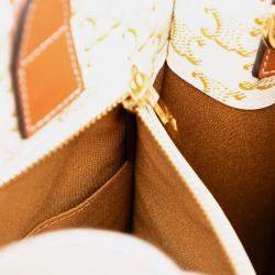 Pre Owned Celine Cream Small Triomphe Coated Canvas Vertical Cabas Satchel