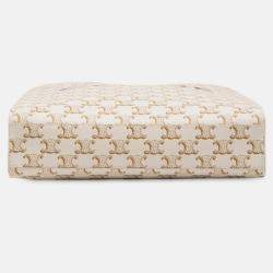 Pre Owned Celine Cream Small Triomphe Coated Canvas Vertical Cabas Satchel