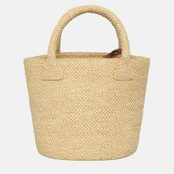 Pre Owned Celine Triomphe Raffia Panier Bucket Bag