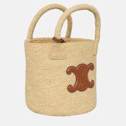 Pre Owned Celine Triomphe Raffia Panier Bucket Bag