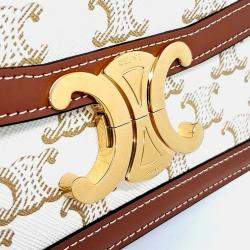 Pre Owned Celine Beige Brown Leather and PVC Triumph Bag Small