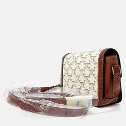 Pre Owned Celine Beige Brown Leather and PVC Triumph Bag Small