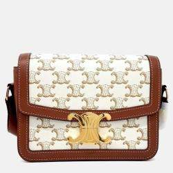 Pre Owned Celine Beige Brown Leather and PVC Triumph Bag Small