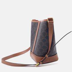 Pre Owned Celine Black Brown Leather and PVC Triumph Bucket Bag Small