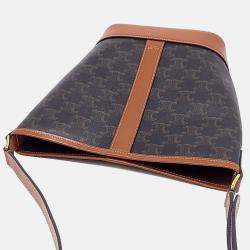 Pre Owned Celine Black Brown Leather and PVC Triumph Bucket Bag Small