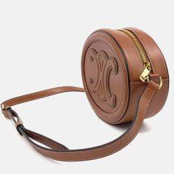 Pre Owned Celine Brown Leather Crossbody Oval Pulse