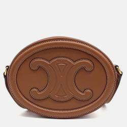 Pre Owned Celine Brown Leather Crossbody Oval Pulse