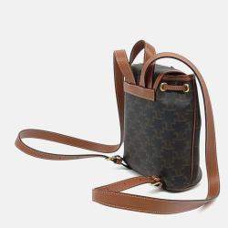 Pre Owned Celine Brown Coated Canvas and Leather Folco Mini Backpack