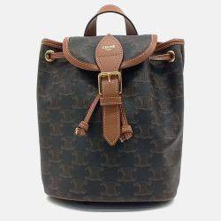 Pre Owned Celine Brown Coated Canvas and Leather Folco Mini Backpack